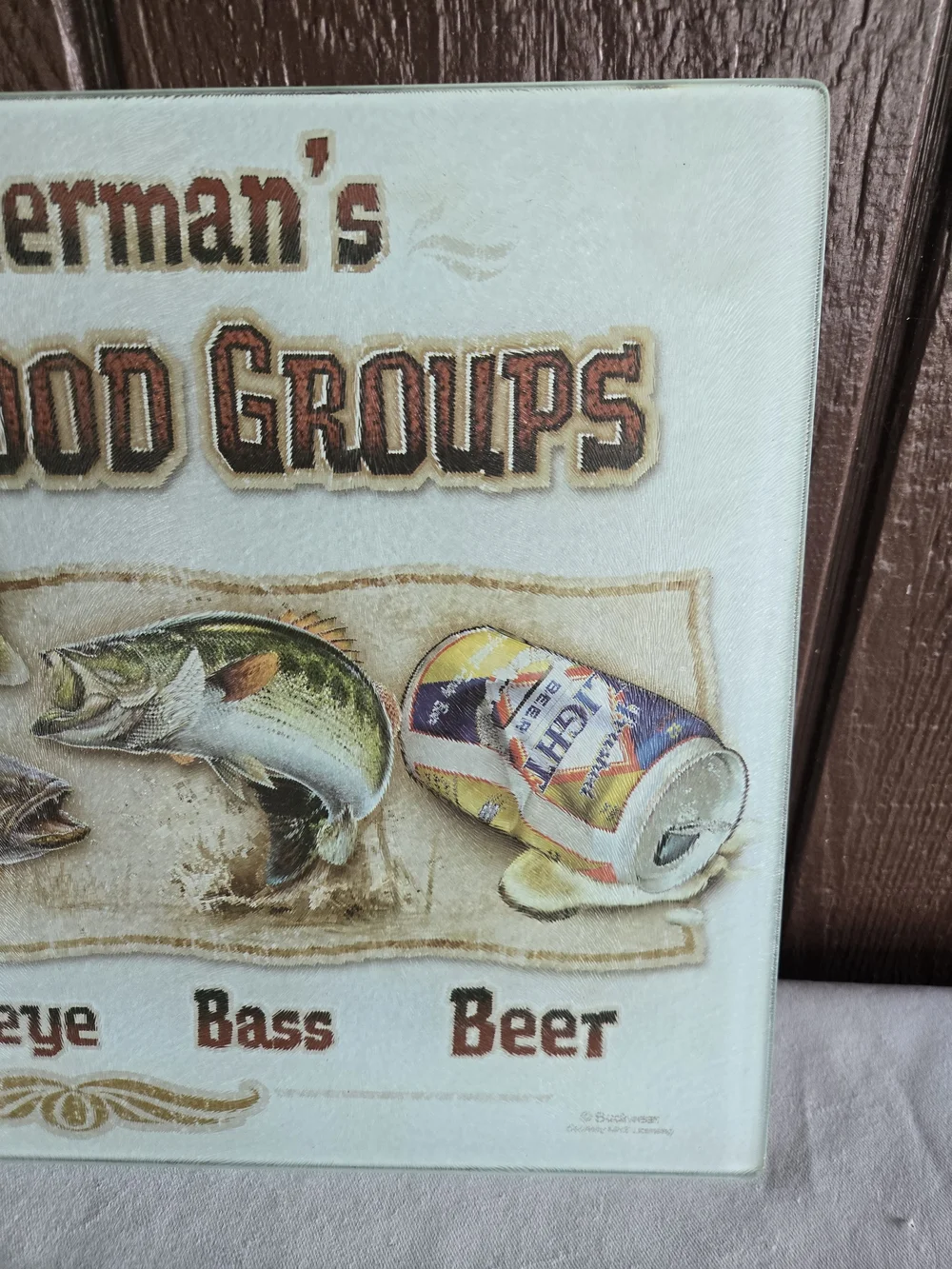 Glass Cutting Board - The Fisherman's 4 Basic Food Groups - Men's Cutting Board